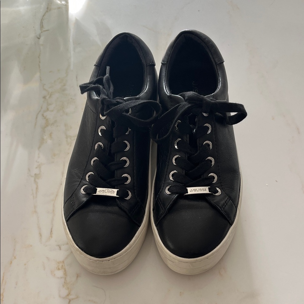 J Slides Black and White Sneakers